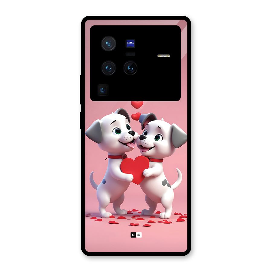 Two Puppies Together Glass Back Case for Vivo X80 Pro