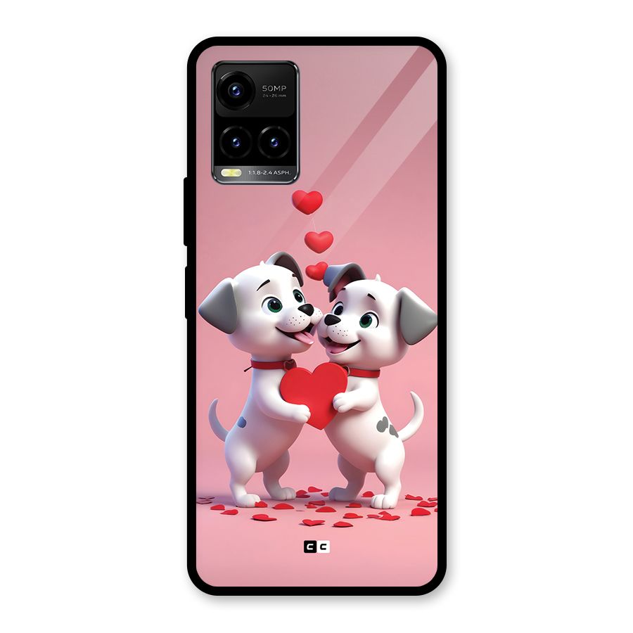 Two Puppies Together Glass Back Case for Vivo Y21 2021