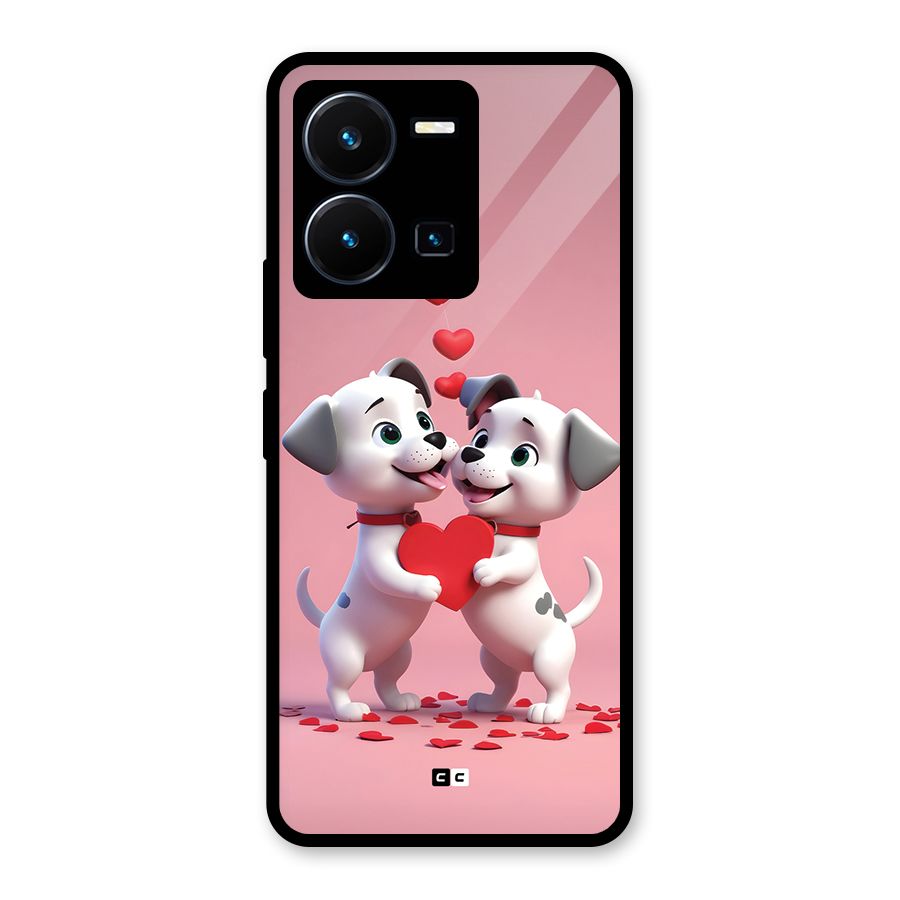 Two Puppies Together Glass Back Case for Vivo Y35