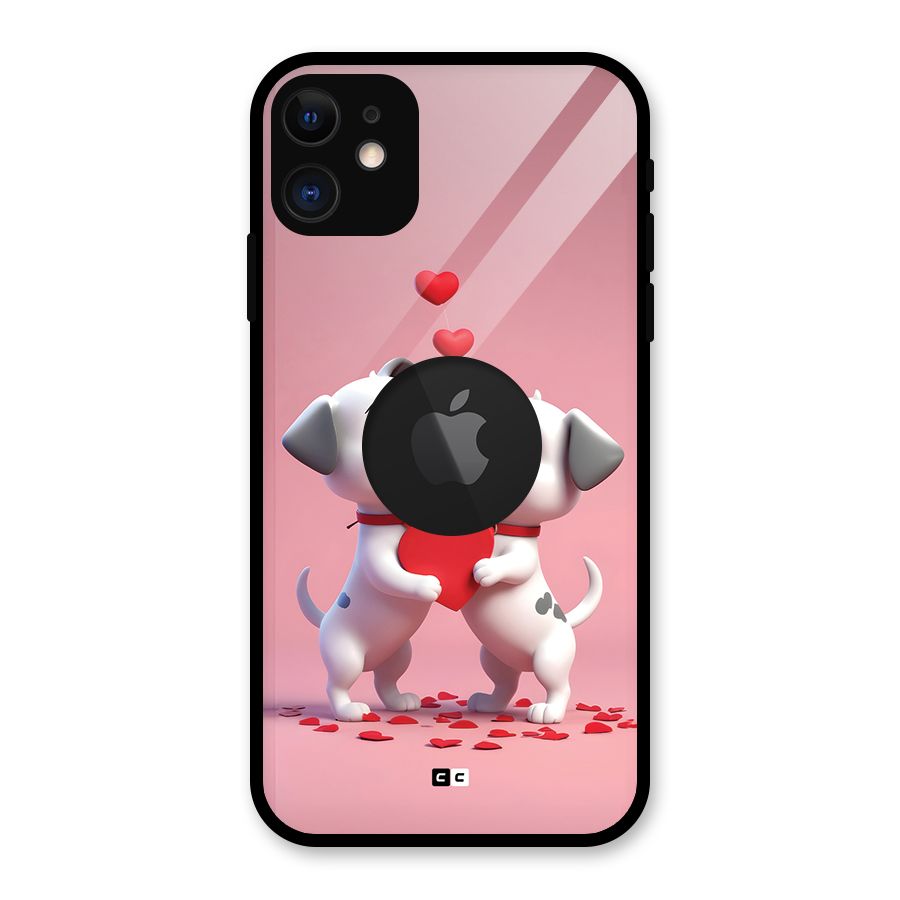 Two Puppies Together Glass Back Case for iPhone 11 Logo Cut