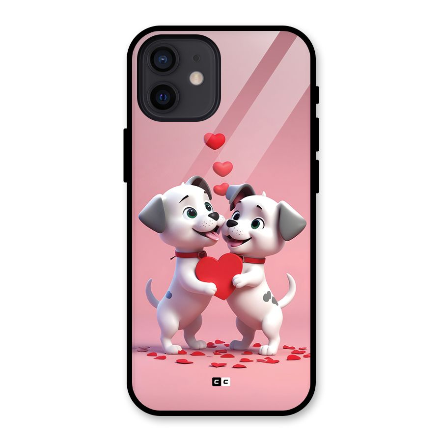 Two Puppies Together Glass Back Case for iPhone 12