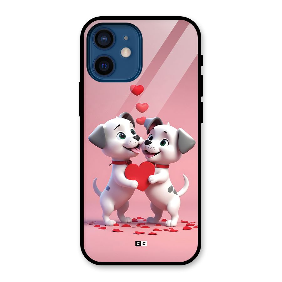 Two Puppies Together Glass Back Case for iPhone 12 Mini