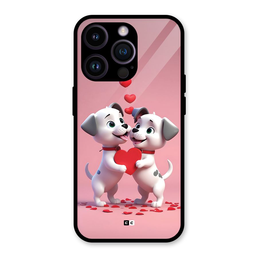 Two Puppies Together Glass Back Case for iPhone 14 Pro