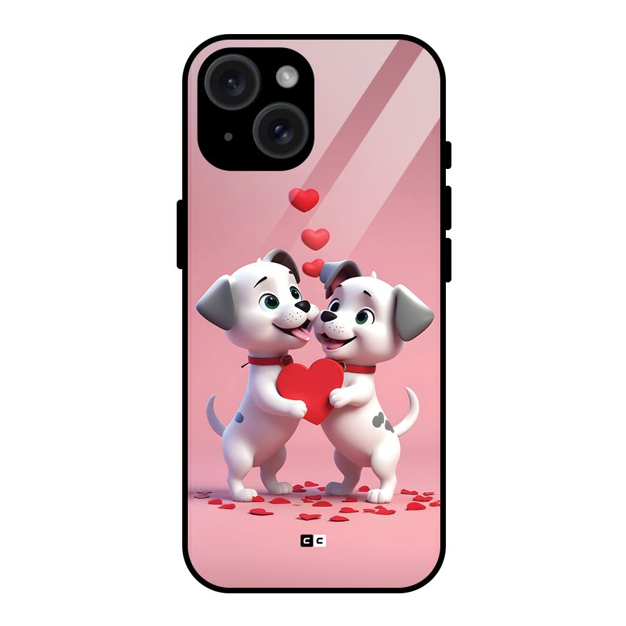 Two Puppies Together Glass Back Case for iPhone 15