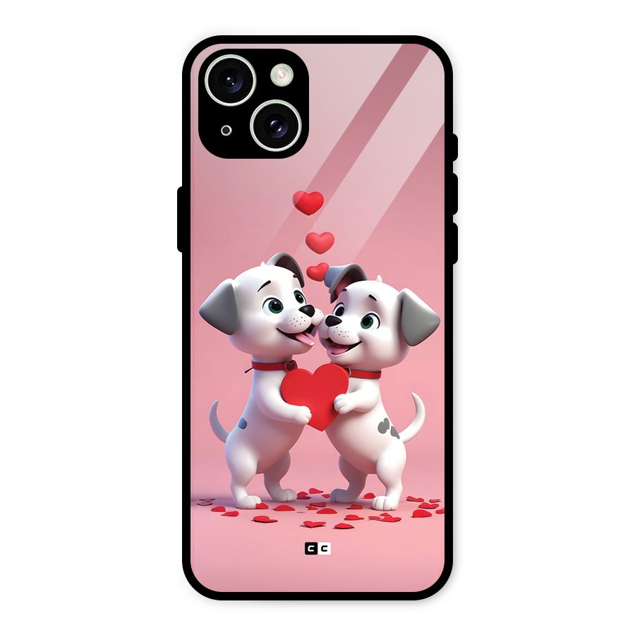 Two Puppies Together Glass Back Case for iPhone 15 Plus