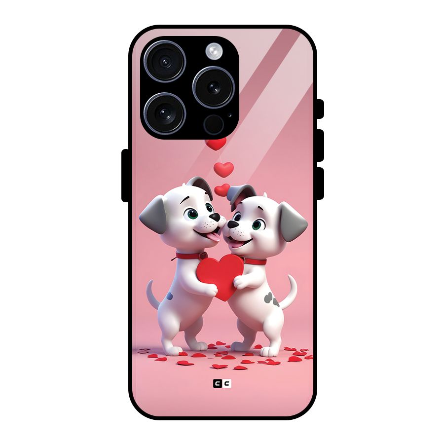 Two Puppies Together Glass Back Case for iPhone 15 Pro