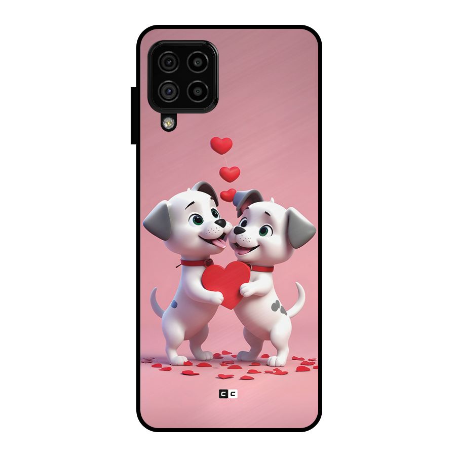 Two Puppies Together Metal Back Case for Galaxy A22 4G