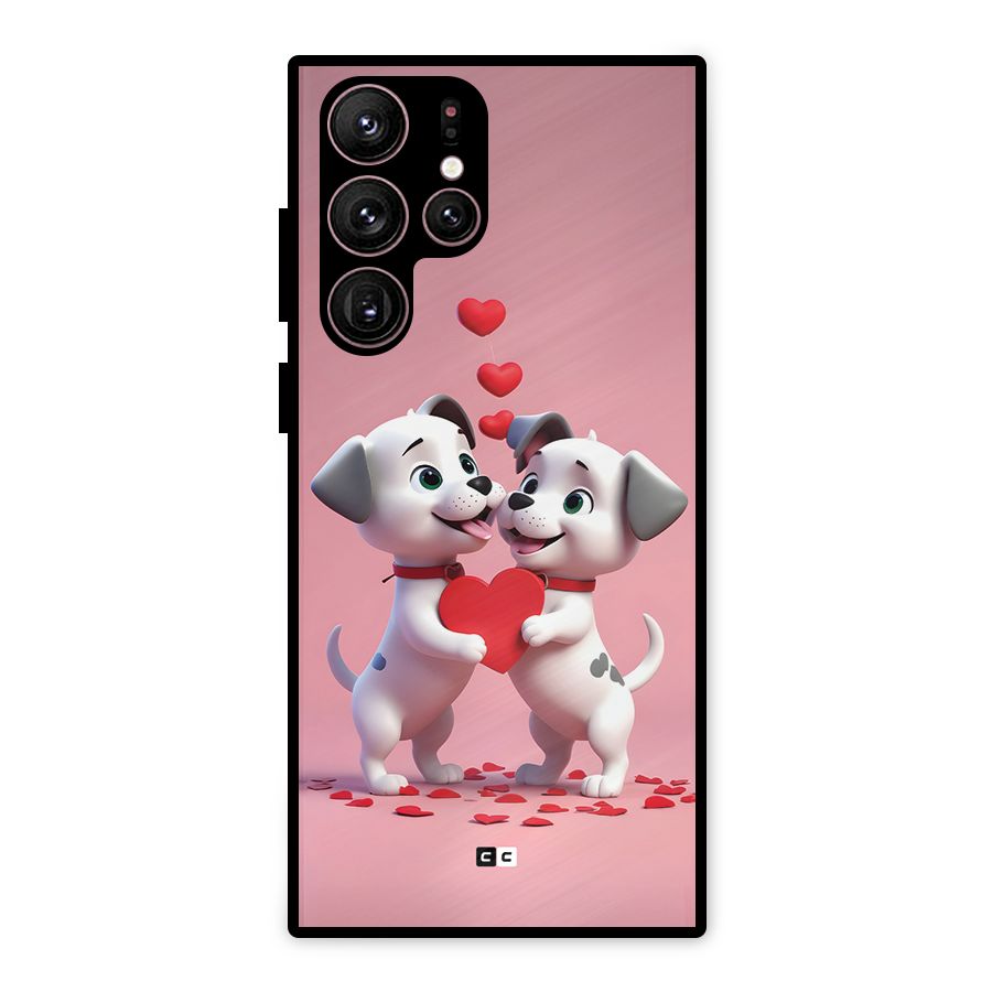 Two Puppies Together Metal Back Case for Galaxy S22 Ultra 5G