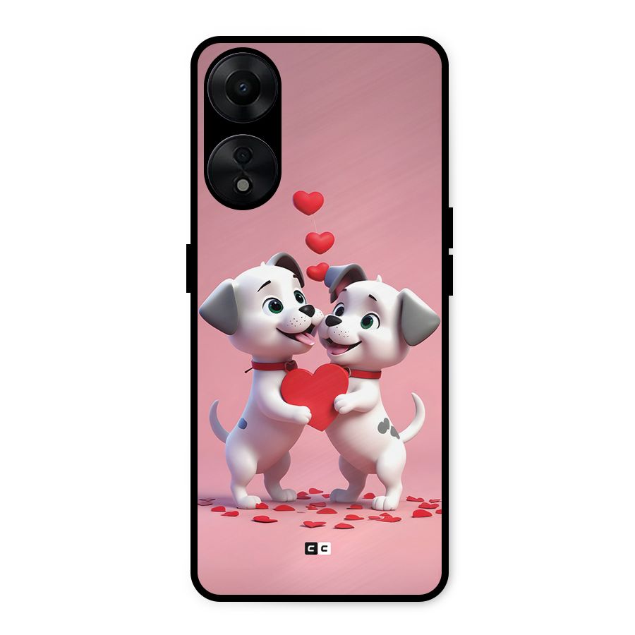 Two Puppies Together Metal Back Case for Oppo A78 5G