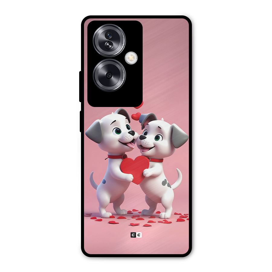 Two Puppies Together Metal Back Case for Oppo A79 5G