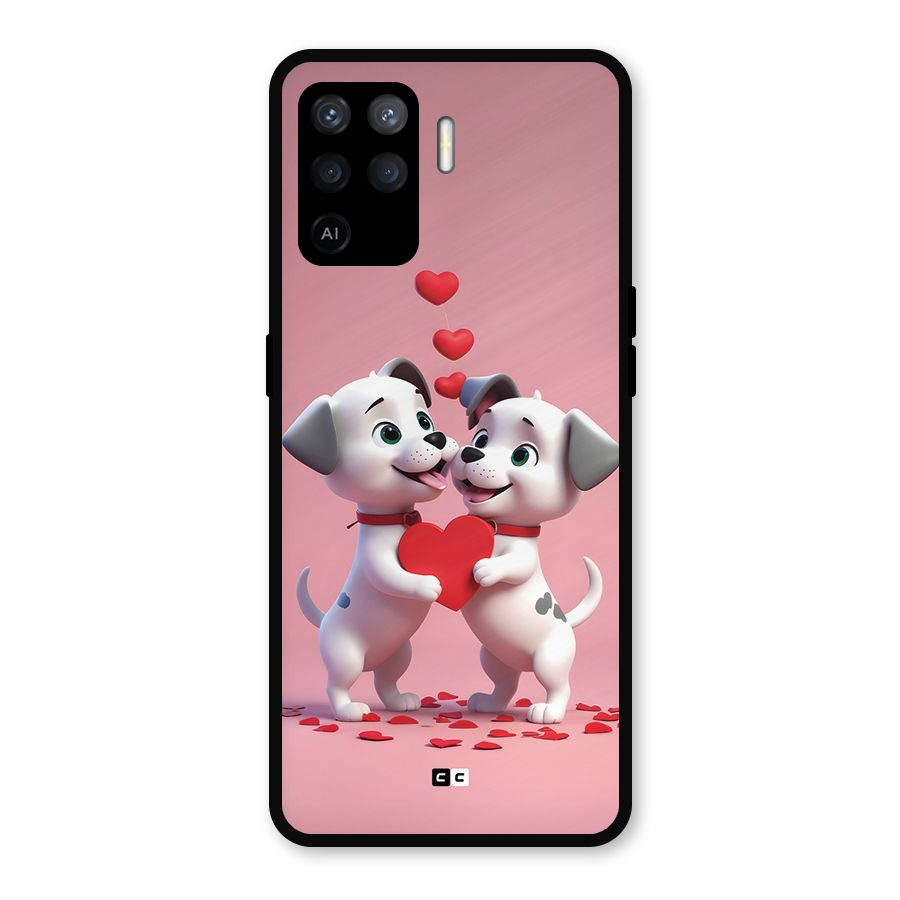 Two Puppies Together Metal Back Case for Oppo F19 Pro