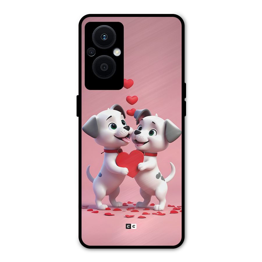 Two Puppies Together Metal Back Case for Oppo F21 Pro 5G