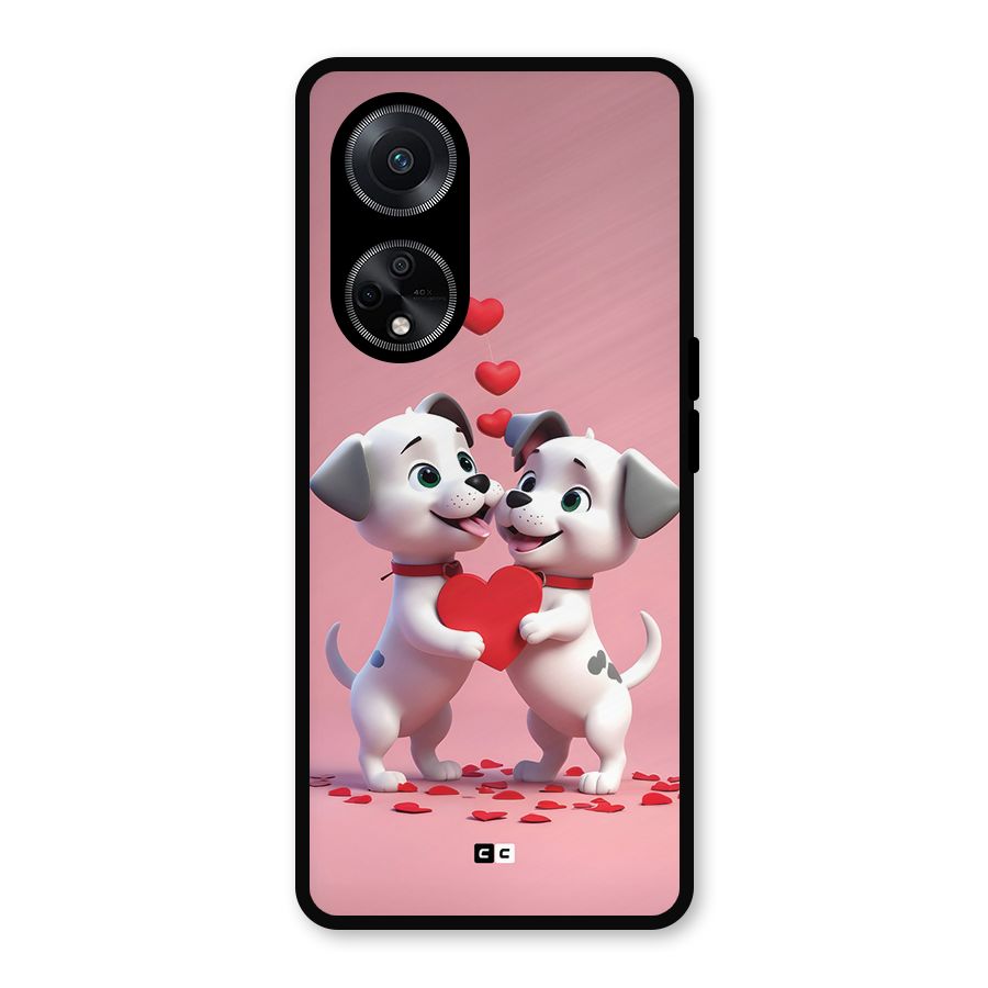 Two Puppies Together Metal Back Case for Oppo F23