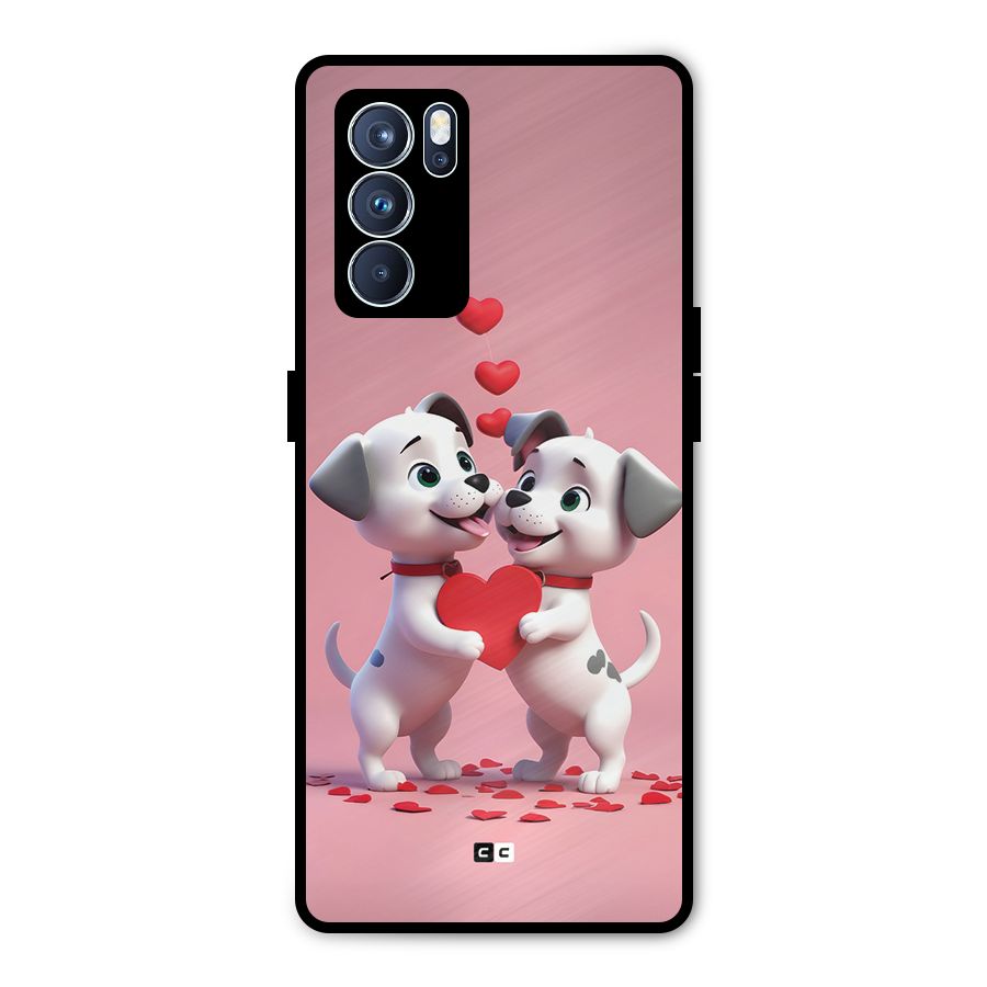 Two Puppies Together Metal Back Case for Oppo Reno6 Pro 5G