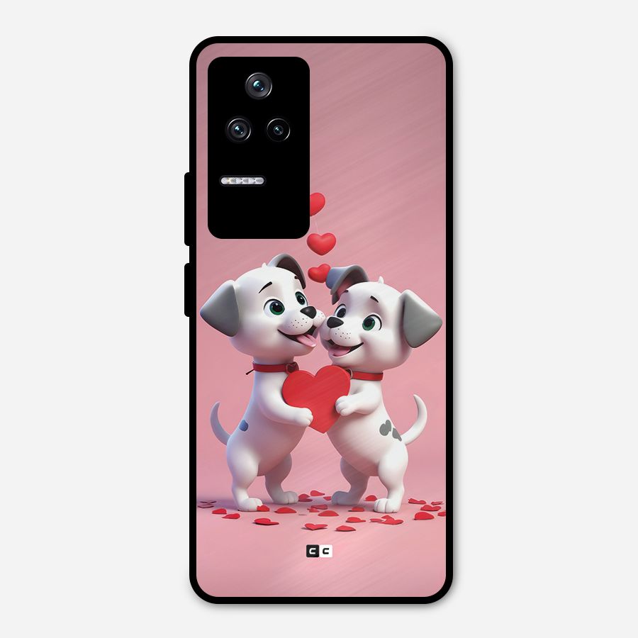 Two Puppies Together Metal Back Case for Poco F4 5G