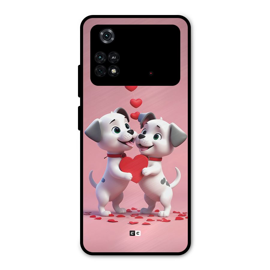 Two Puppies Together Metal Back Case for Poco M4 Pro 4G