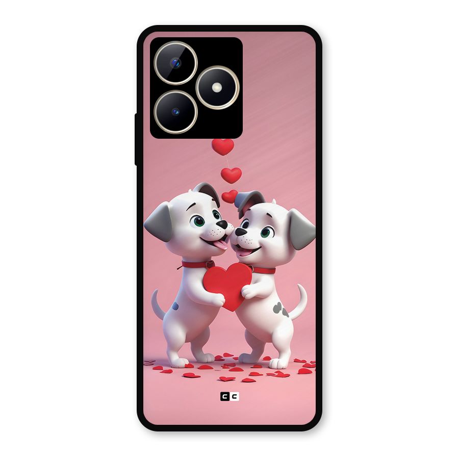 Two Puppies Together Metal Back Case for Realme C53