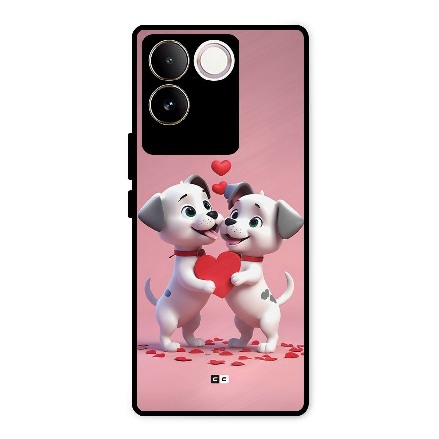 Two Puppies Together Metal Back Case for Vivo T2 Pro