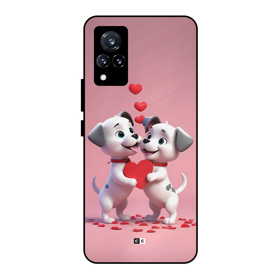 Two Puppies Together Metal Back Case for Vivo V21 5G