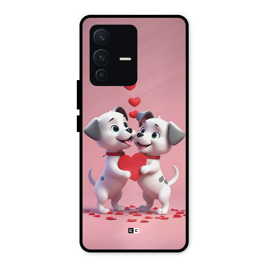 Two Puppies Together Metal Back Case for Vivo V23 5G