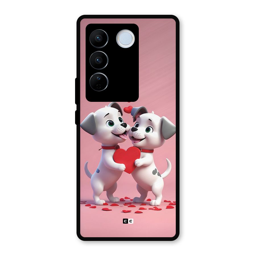 Two Puppies Together Metal Back Case for Vivo V27