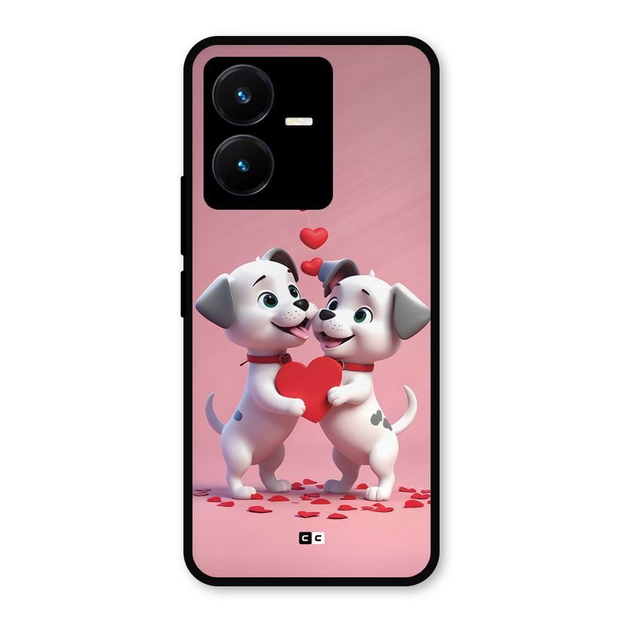 Two Puppies Together Metal Back Case for Vivo Y22