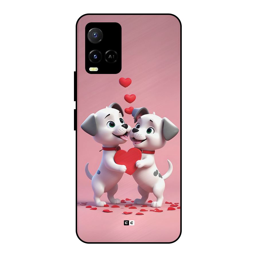 Two Puppies Together Metal Back Case for Vivo Y33s