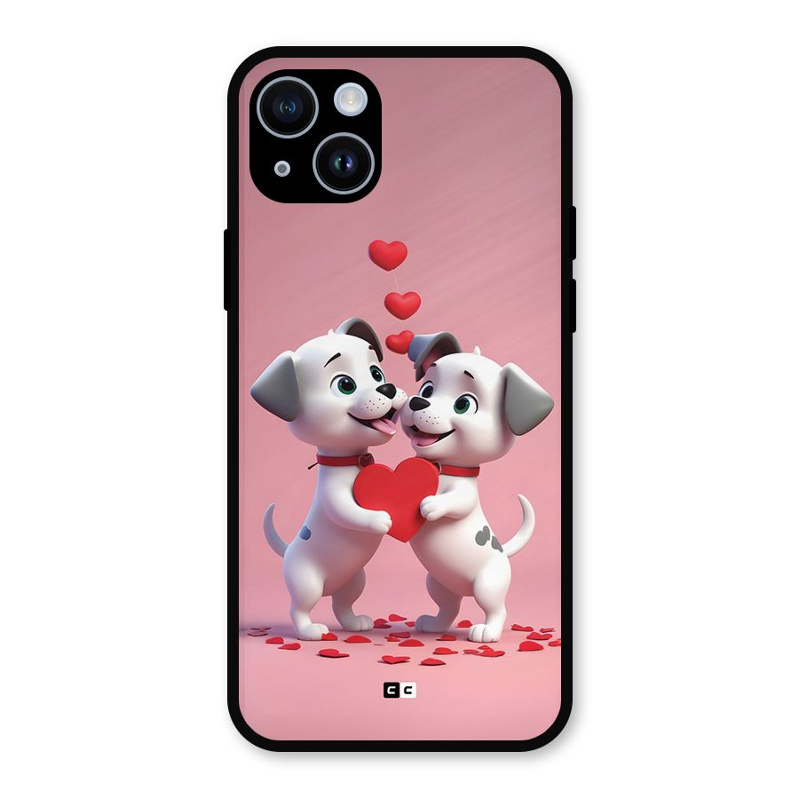 Two Puppies Together Metal Back Case for iPhone 14