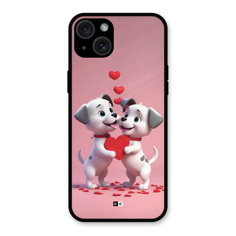 Two Puppies Together Metal Back Case for iPhone 15 Plus