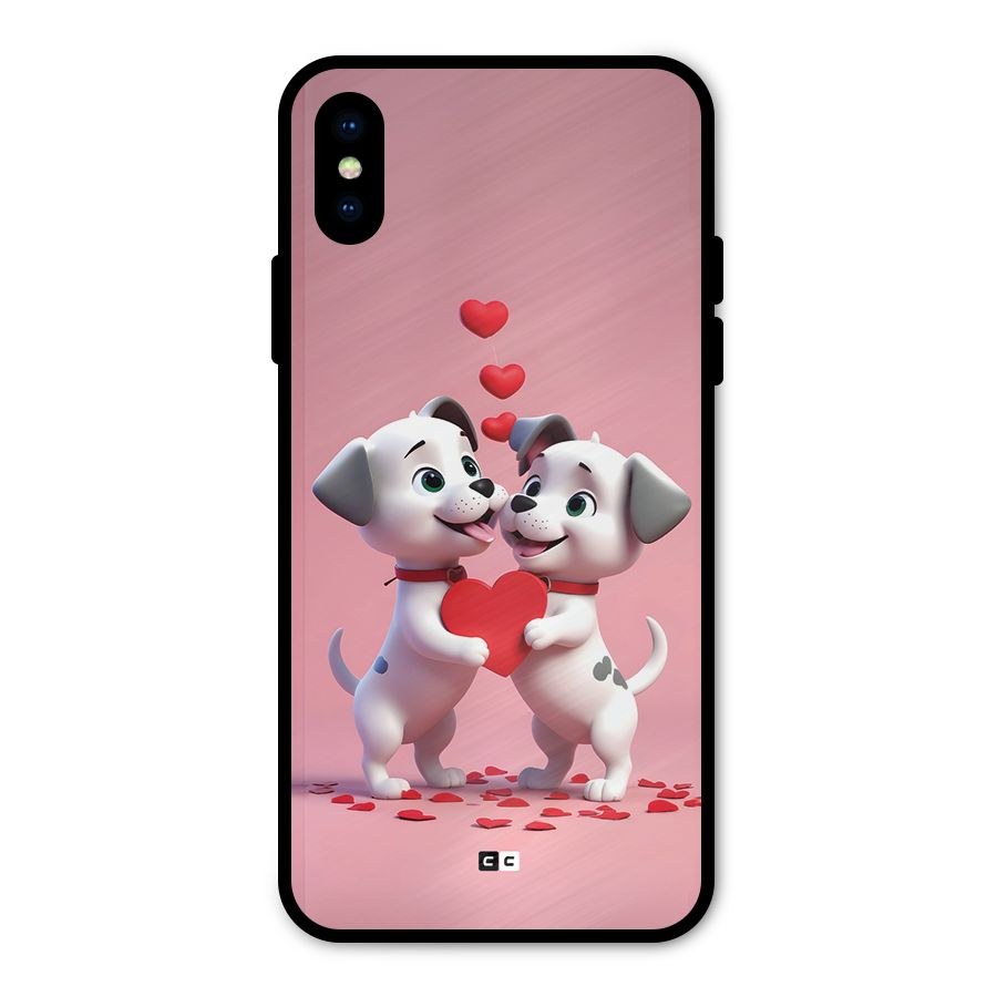 Two Puppies Together Metal Back Case for iPhone XS
