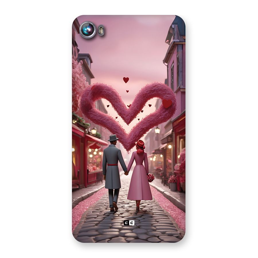 Valetines Couple Walking Back Case for Canvas Fire 4 (A107)