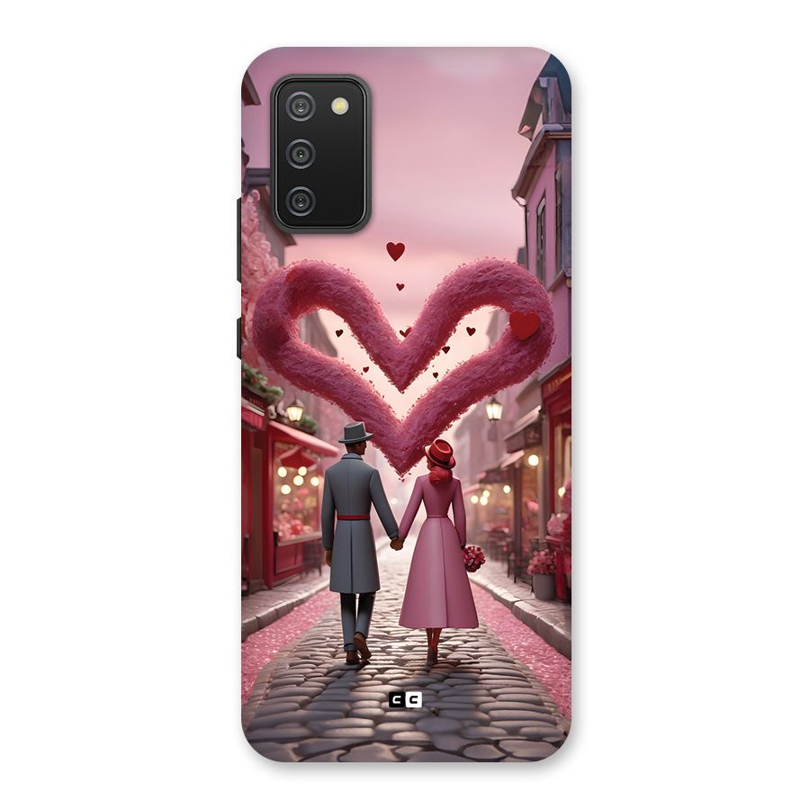 Valetines Couple Walking Back Case for Galaxy F02s