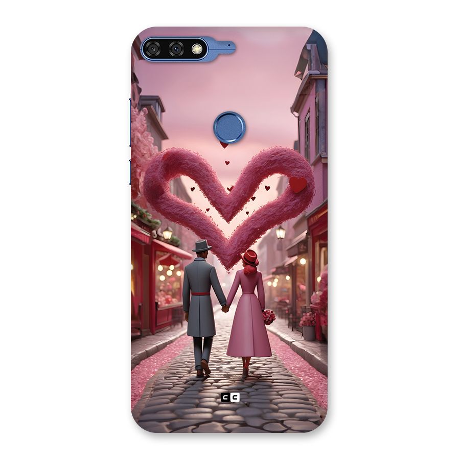 Valetines Couple Walking Back Case for Honor 7C