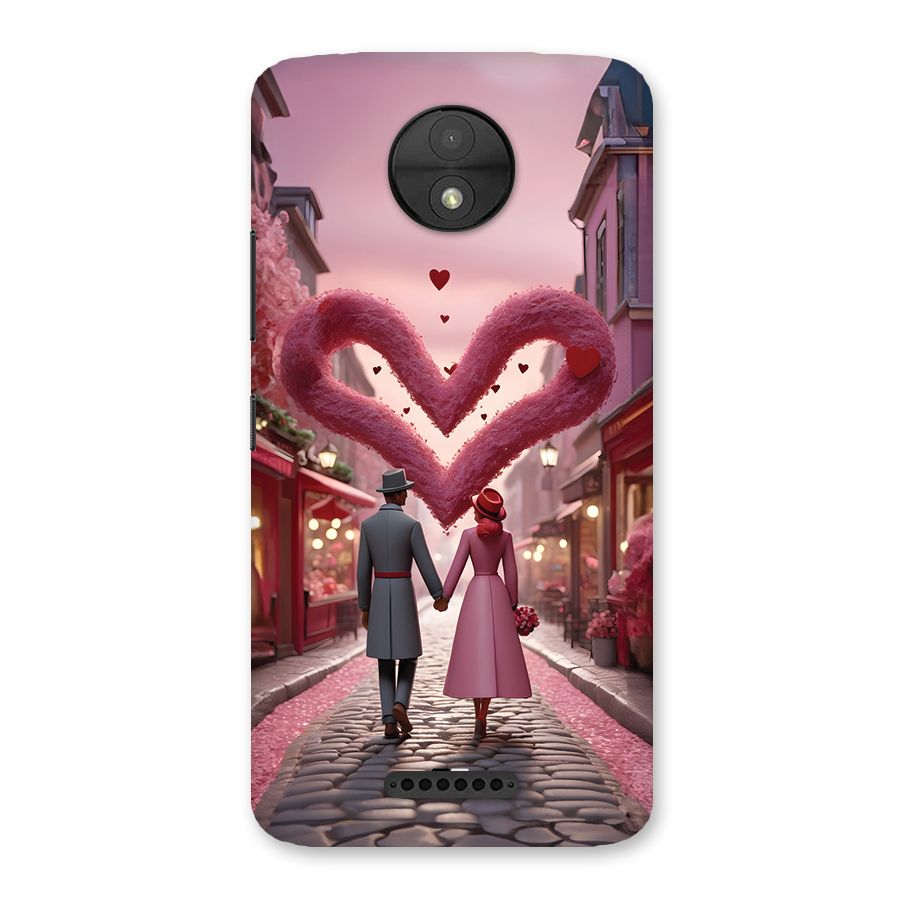 Valetines Couple Walking Back Case for Moto C