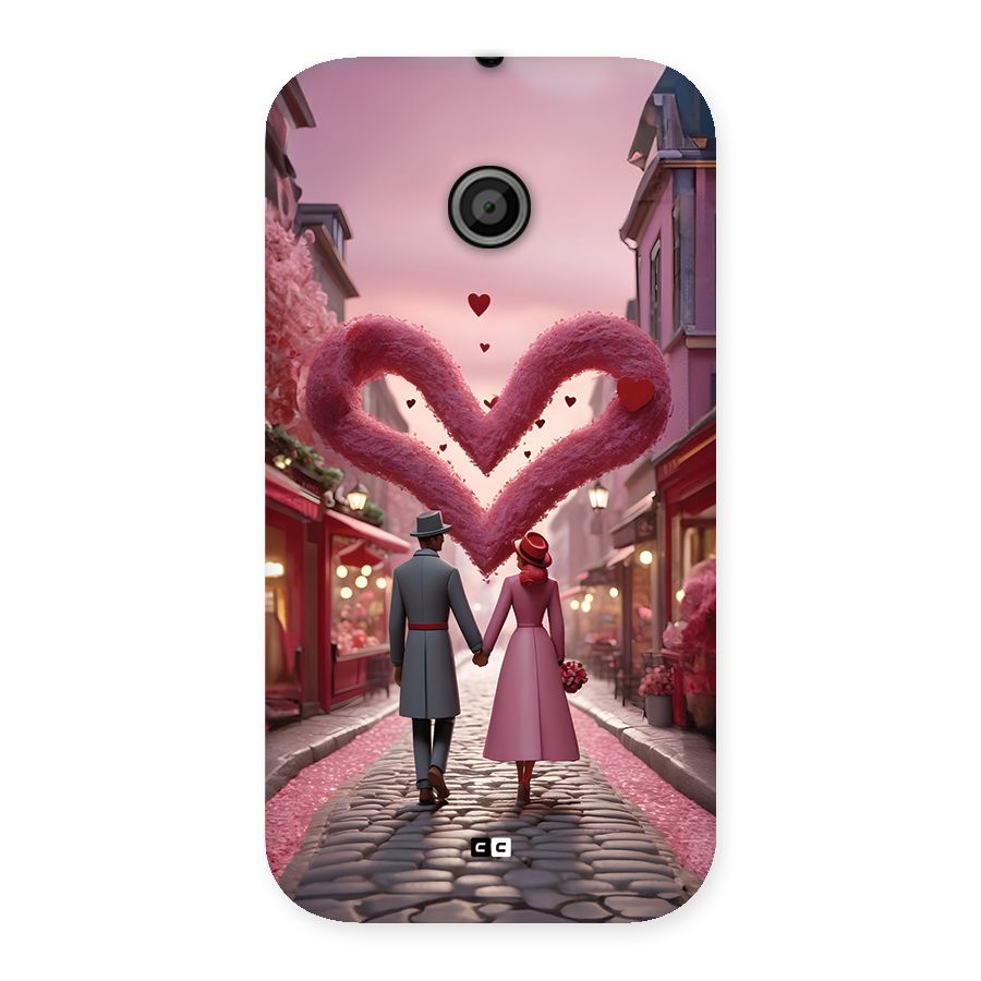 Valetines Couple Walking Back Case for Moto E