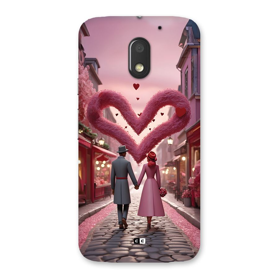 Valetines Couple Walking Back Case for Moto E3 Power