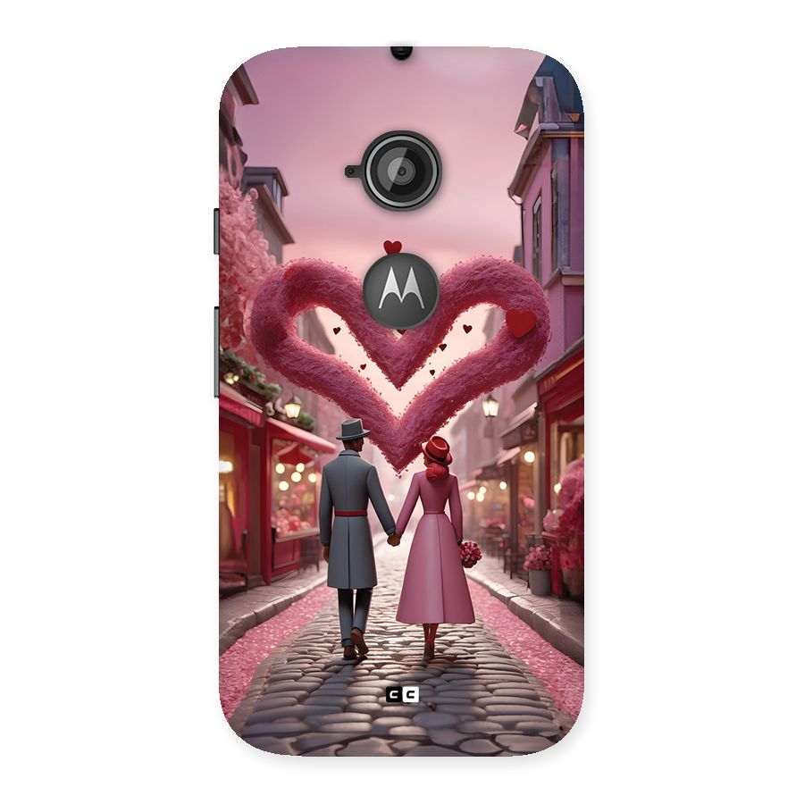 Valetines Couple Walking Back Case for Moto E 2nd Gen
