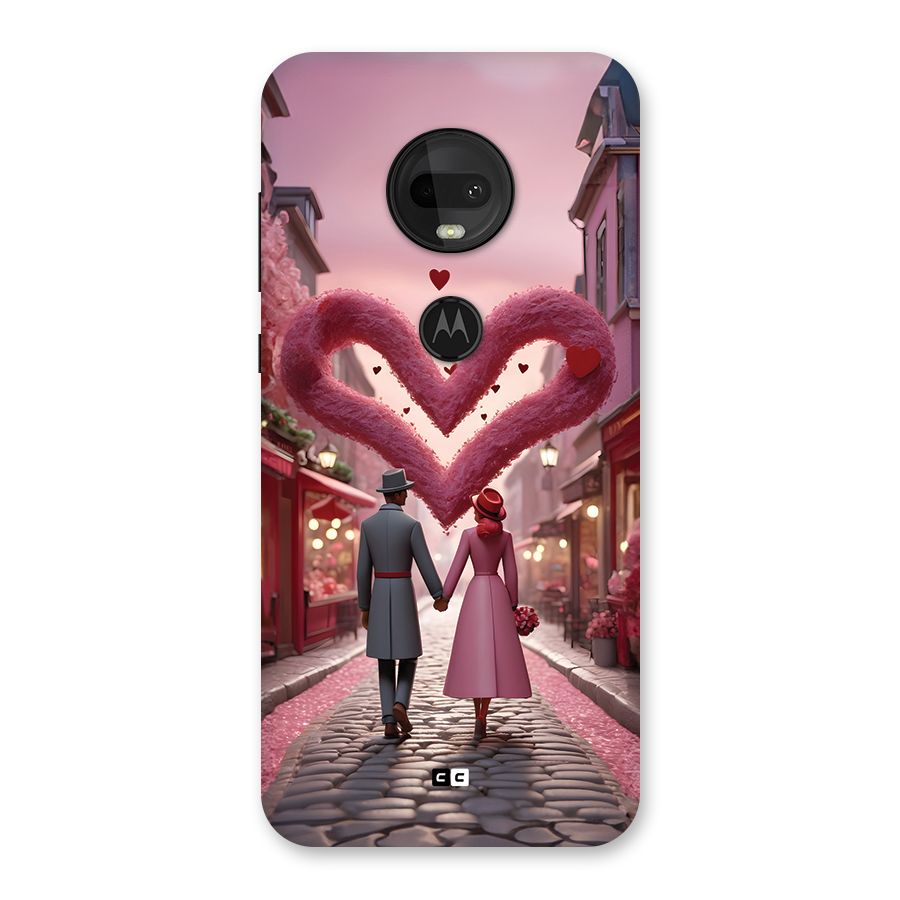 Valetines Couple Walking Back Case for Moto G7