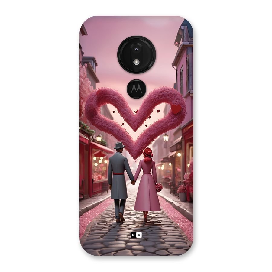 Valetines Couple Walking Back Case for Moto G7 Power
