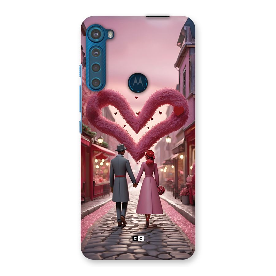 Valetines Couple Walking Back Case for Motorola One Fusion Plus