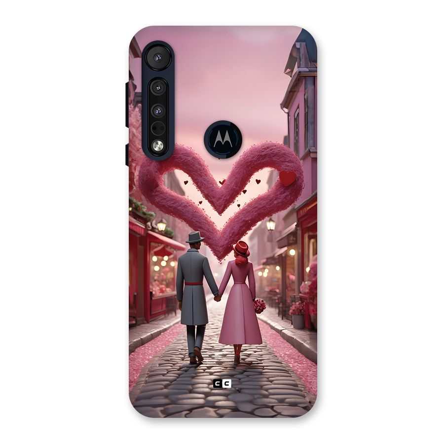Valetines Couple Walking Back Case for Motorola One Macro