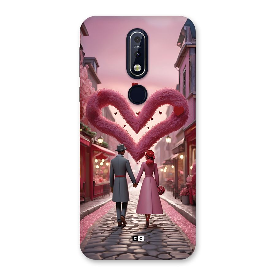 Valetines Couple Walking Back Case for Nokia 7.1