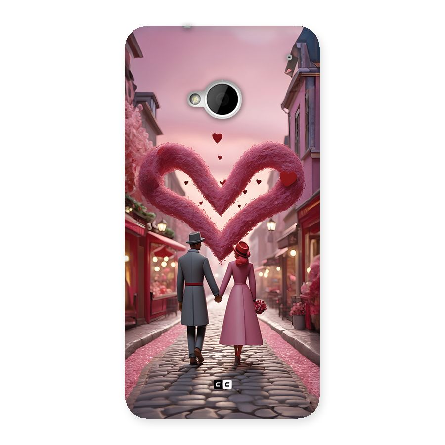 Valetines Couple Walking Back Case for One M7 (Single Sim)