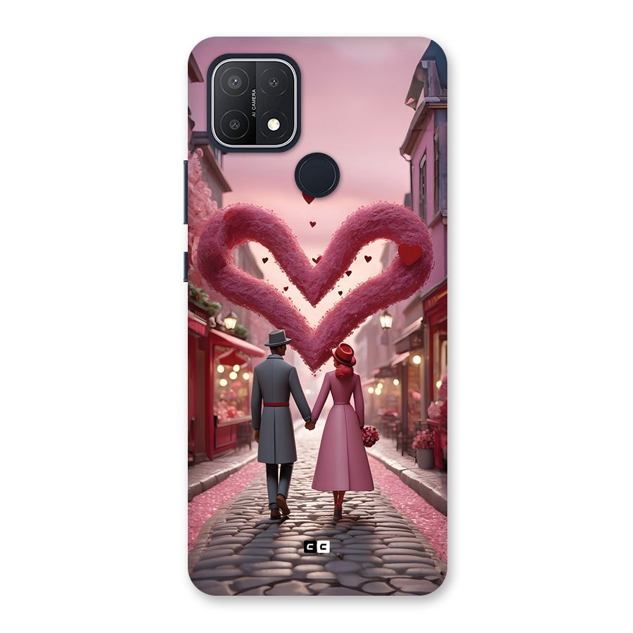 Valetines Couple Walking Back Case for Oppo A15s