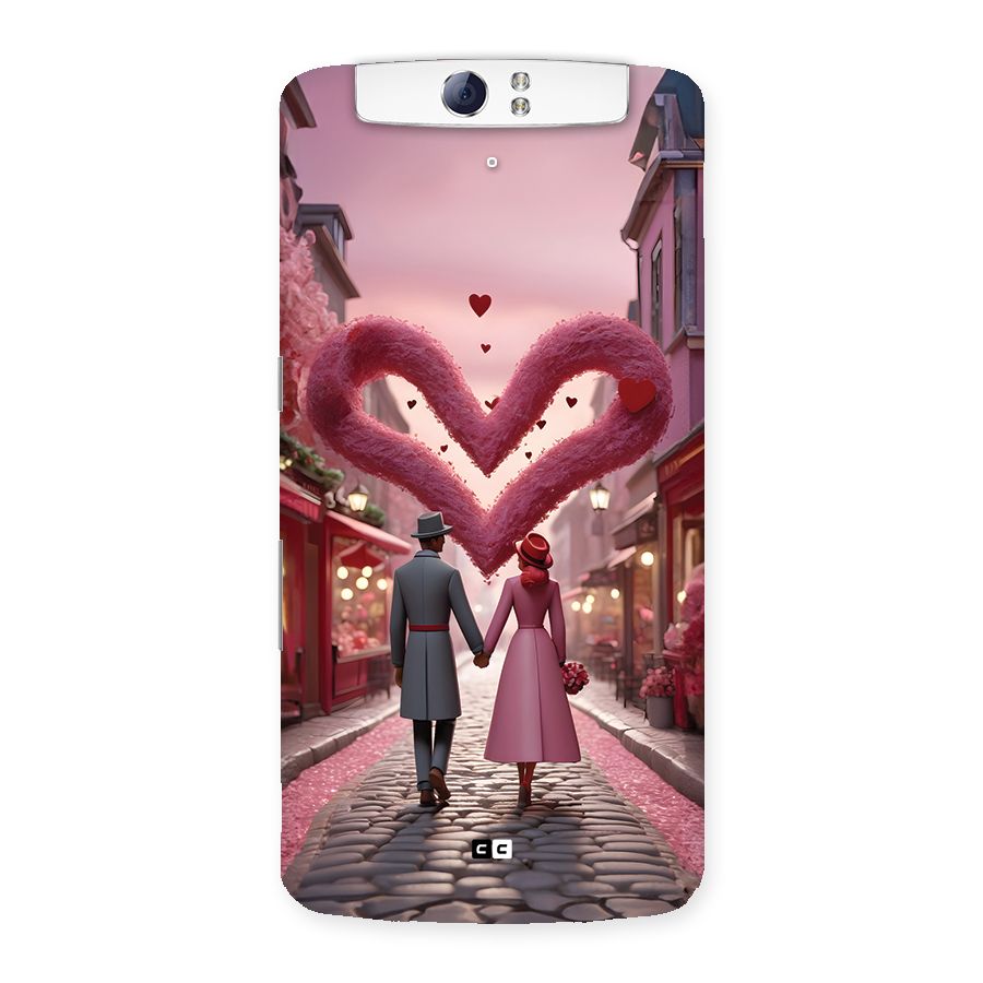 Valetines Couple Walking Back Case for Oppo N1