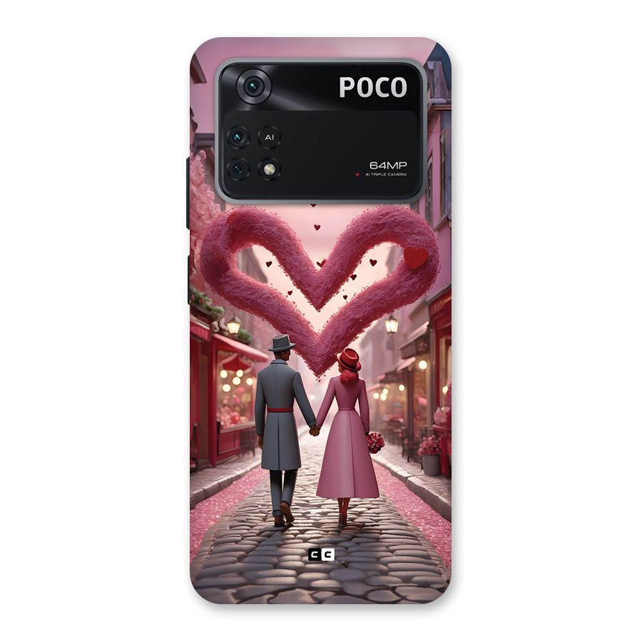 Valetines Couple Walking Back Case for Poco M4 Pro 4G