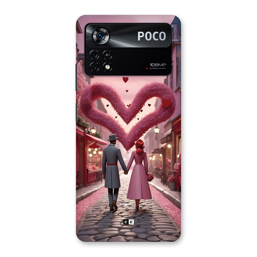 Valetines Couple Walking Back Case for Poco X4 Pro 5G