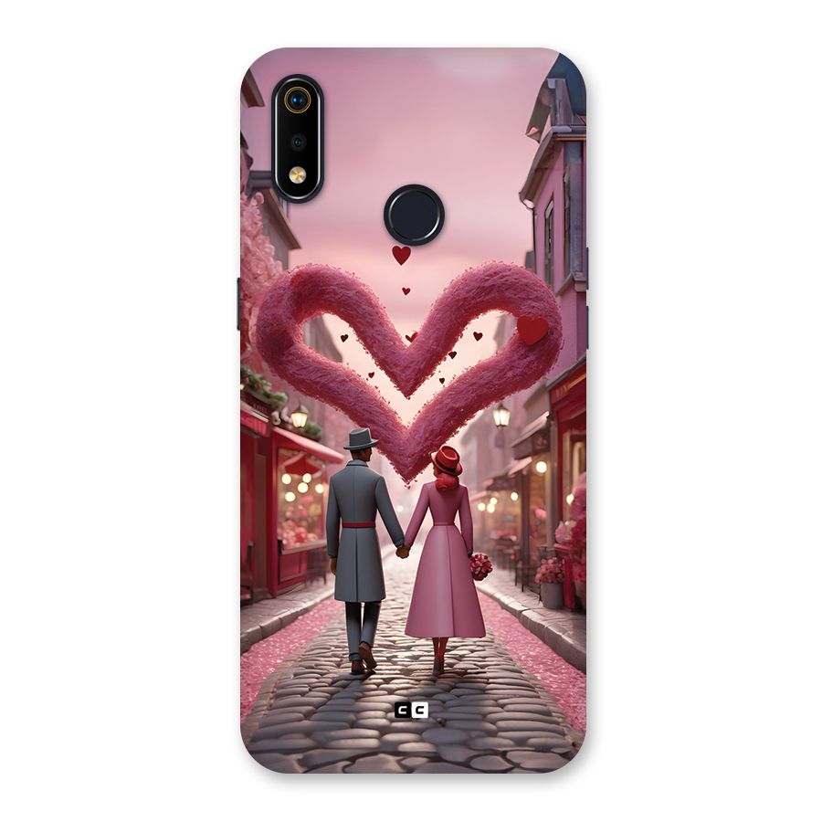Valetines Couple Walking Back Case for Realme 3i