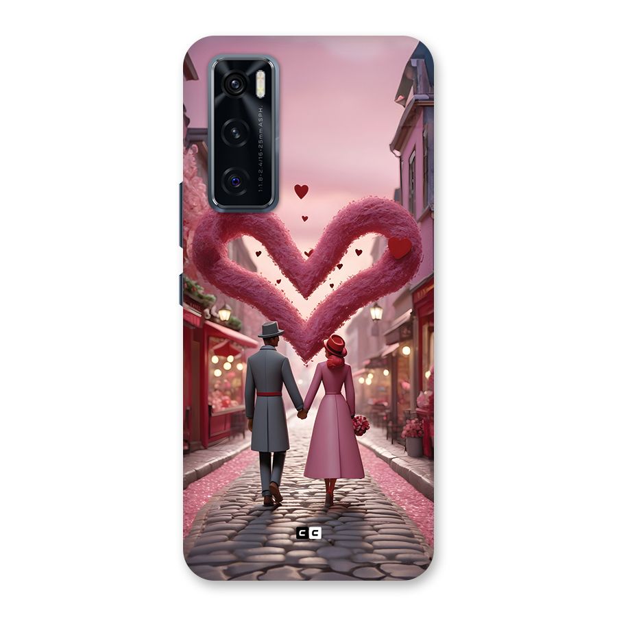 Valetines Couple Walking Back Case for Vivo V20 SE