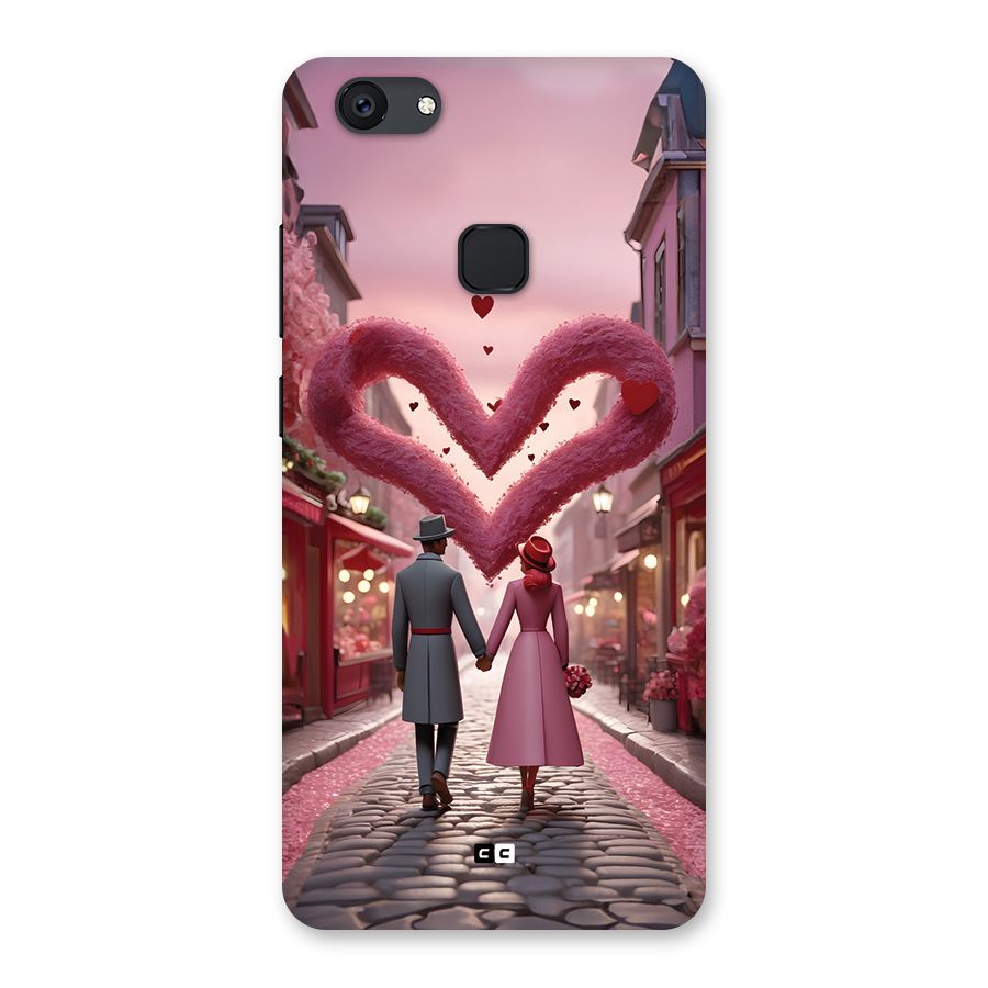 Valetines Couple Walking Back Case for Vivo V7 Plus